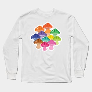 Mushroom mix in colourful Rainbow colors Long Sleeve T-Shirt